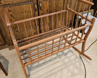 Antique Wooden Baby Cradle