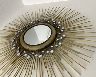 30” round mirror, bronze artwork piece with patina $50 obo