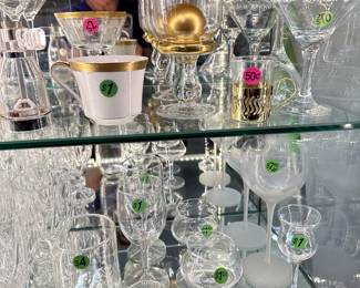 Extensive glassware, vintage to antique. Priced for liquidation. 