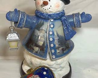 Thomas Kincaid Snowman Santa Trinket Box