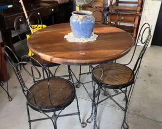 Antique ice cream parlor set