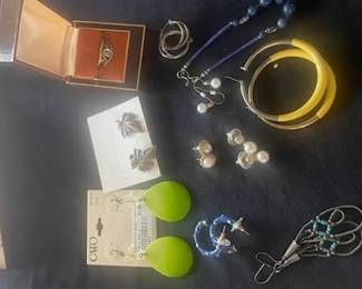 Beautiful Vintage Jewelry including sets of gold earrings, ruby and gold 14k ring, sets of gold earrings, cultured strand of pearls and matching 10k gold and pearl ring, sterling necklace, quality vintage watches mostly womens plus pocket watch including fob and beautiful vintage costume jewelry.