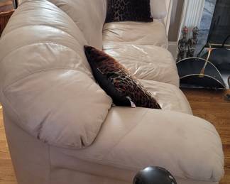 Gorgeous White Leather Sofa, one of 2 matching sofas