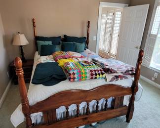 MCM 4 Poster Bed (has matching chest and mirrored dresser) plus Quilts and more!