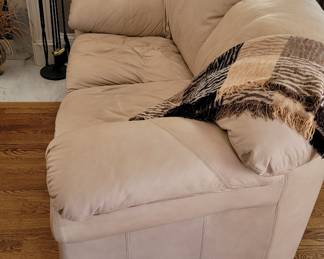 Gorgeous White Leather Sofa, one of 2 matching sofas