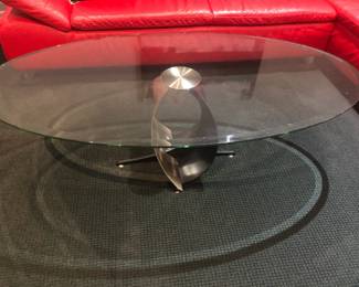 GLASS AND SILVER COCKTAIL TABLE