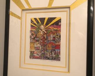 CHARLES FAZZINO HOLLYWOOD 18" BY 22"  ART IS 9" BY 11"