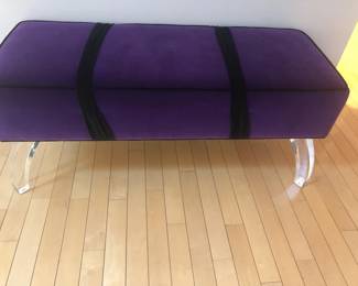 PURPLE VELVET OTTOMAN