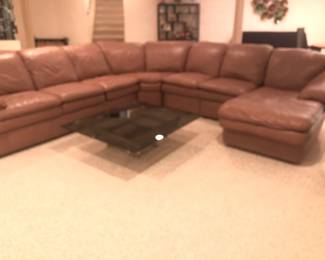 BROWN LEATHER SECTIONAL