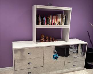 BOOKS - SHELF & MIRROR FRONT DRESSER