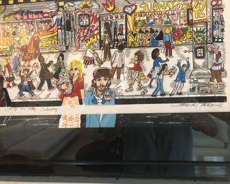  DETAIL OF ARTIST CHARLES FAZZINO ONLY IN THE SUBWAY  25"BY 47"