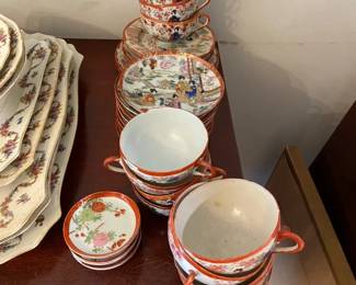 Vintage, Japanese, hand painted china set. Probably 100 years old. At least WWII vintage. Really elegant pieces. Some damage to a few, most in excellent condition. $300 for the set. 