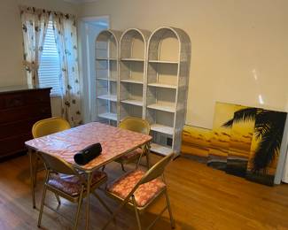 Set of three vintage, white, wicker, arched shelves. Pretty decent condition but real wicker and at least 70 years old. Seriously. These things put the "age" in vintage. Smaller decorative parts of wicker are getting a bit brittle. The structural part is in great shape. $50 each or $100 for the set. 