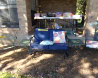 Outside Metal Love Seat with Cushions