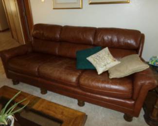 Leather Sofa and Pillows