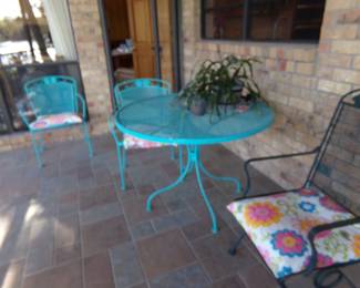 Outside Metal Chairs and Tables, Plants