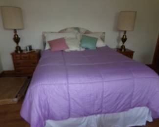 Bed Set, Hard Wood Side Tables, lamps