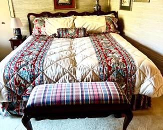 Chippendale style bench, king sized bed