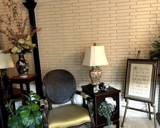 French Provincial arm chair with cane back