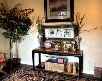 Asian console table , 5’ x 8’ Oriental rug