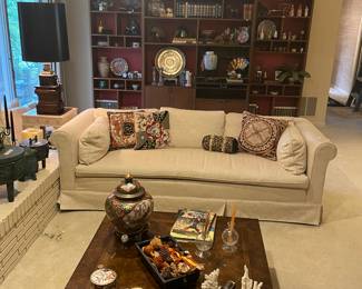 3 piece sectional mid century modern bookcase/desk; Sofa; Drexel Dynasty by Heritage coffee table