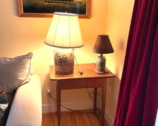 Primitive Federal Pine Table or Night Stand with tapered Legs