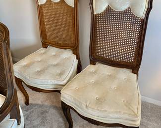 Vintage Dining Extension Table with 8 Cane Back, Swivel Chairs - 3 Leaves Total