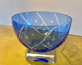 Cobalt Cut to Clear Bowl