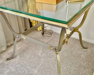 Brass and Glass Accent Table