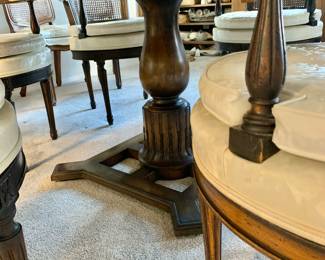 Vintage Dining Extension Table with 8 Cane Back, Swivel Chairs - 3 Leaves Total