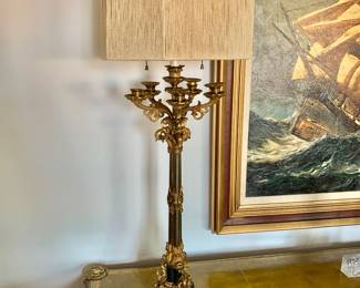 Pair of Napoleon III Ormolu and Six Light Candelabras