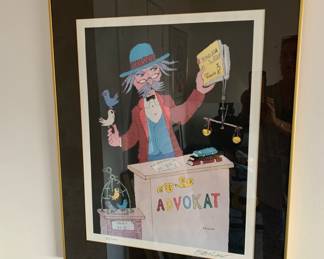 Advokat Numbered Lithograph Printed in Color Signed in Pencil by Jovan Obican