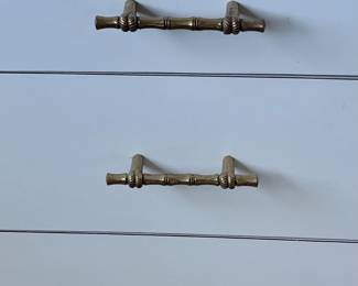 MCM Three Drawer Chest with Brass Bamboo Handles - 2 Available