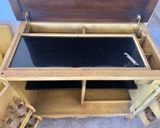 Hollywood Regency Dry Bar Liquor Cabinet Mid Century with Golden Glo Finish