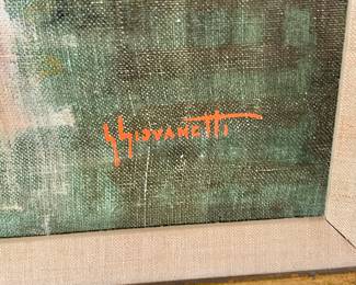 Signed G. Giovanetti - Harlequins at a Masquerade Party Oil on Canvas