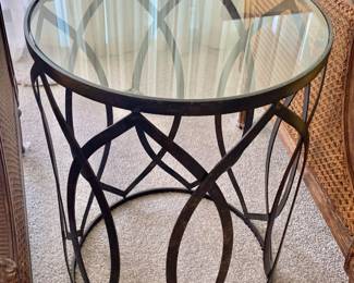 Vintage Metal and Glass Swirl Accent Table