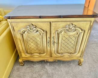 Hollywood Regency Dry Bar Liquor Cabinet Mid Century with Golden Glo Finish