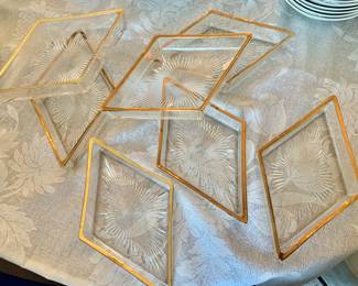 MCM Etched Glass Atomic Starburst Trays
