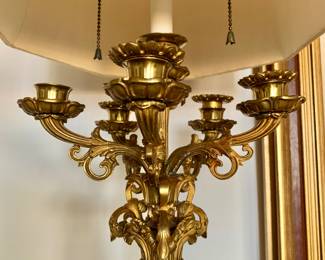 Pair of Napoleon III Ormolu and Six Light Candelabras