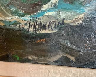 Square Rigger on High Seas Oil on Canvas - Signed Frankin