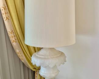 Large Vintage Alabaster Lamp with Vintage Shade