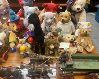 Steiff and ANtique Cast Iron Toys
