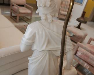 alabaster bust lamp, signed on back