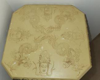 carved pedestal ( HAS BEEN BROKEN & GLUED)