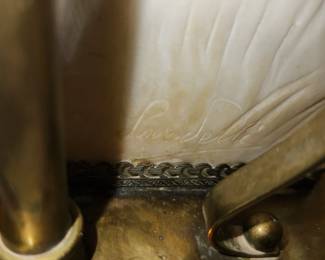 alabaster bust lamp, signed on back