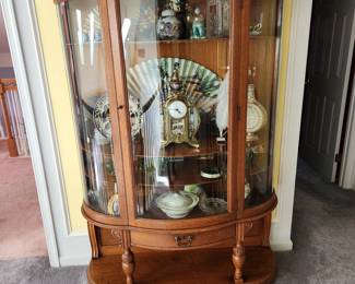 antique curved glass armoire