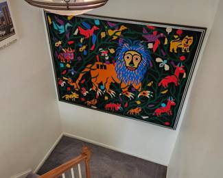 large, hand-stitched fabric wall art