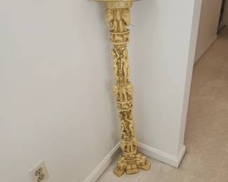 carved pedestal ( HAS BEEN BROKEN & GLUED)