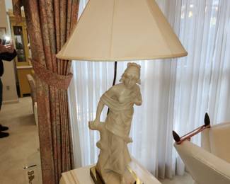 alabaster bust lamp, signed on back