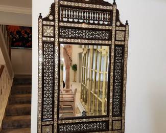 Moroccan chair and mirror with Mother of Pearl inlay
